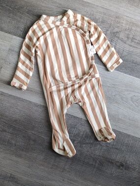 Bonsie Baby Footie Sleeper Toffee Twist Striped Size Newborn Skin To Skin